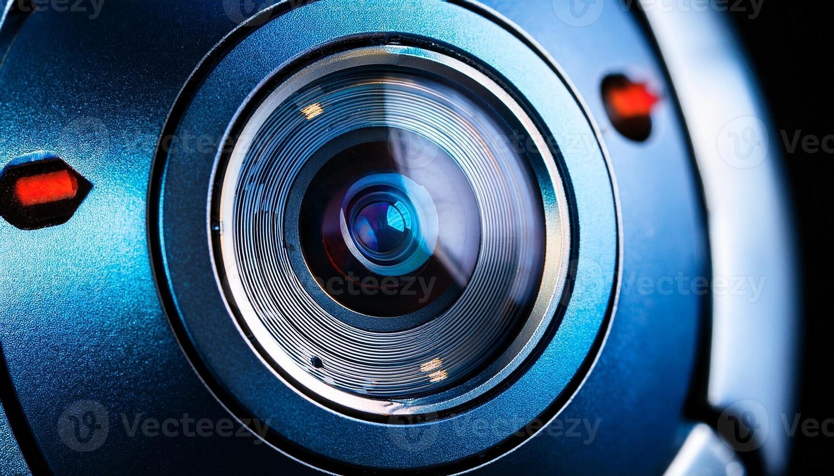 Close-up View of a High-Definition Camera Lens Showcasing Detailed Craftsmanship and Intricate Elements Under Focused Lighting photo
