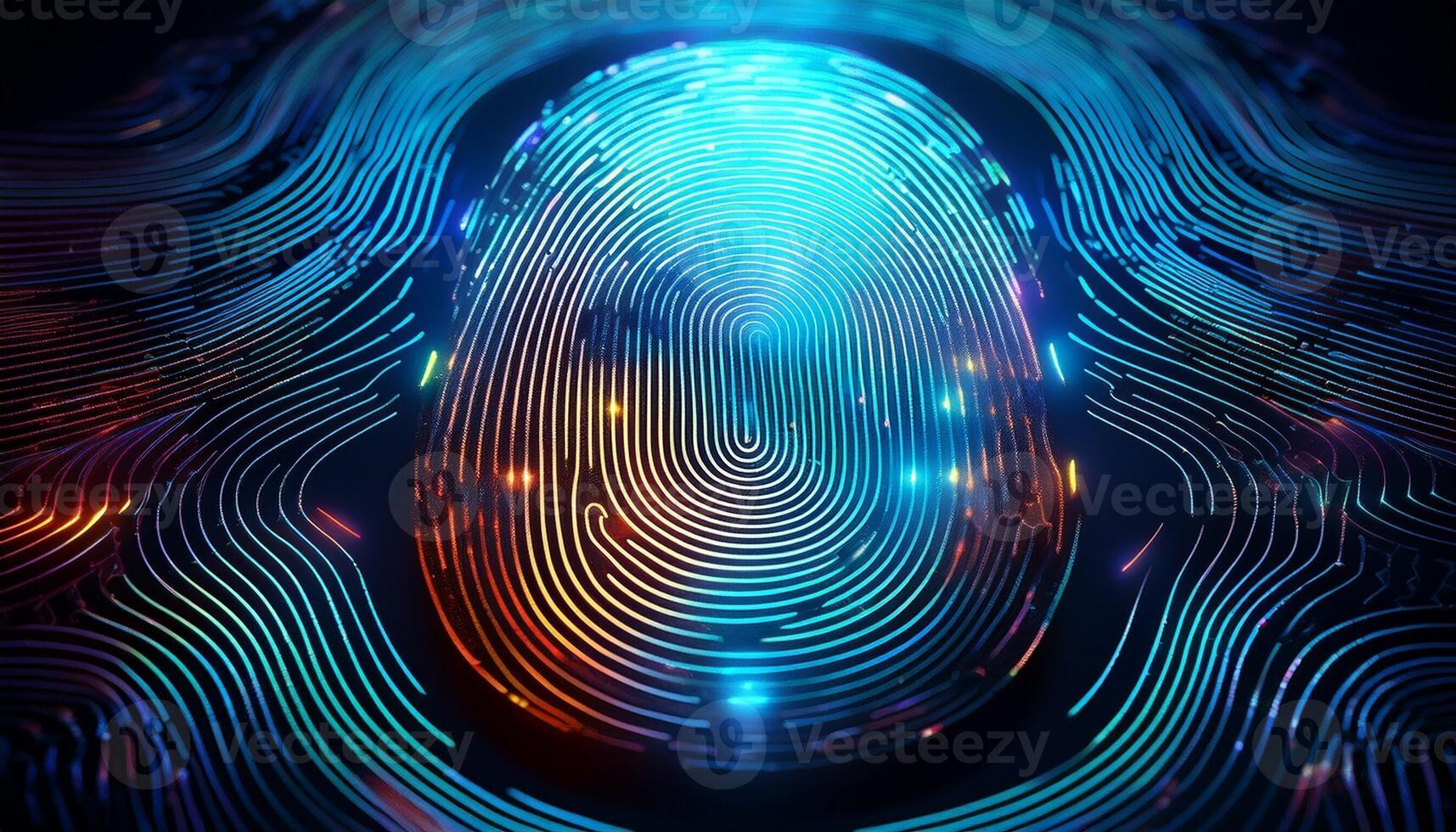 Vibrant Digital Fingerprint Design Illustrating Security and Identity in Modern Technology photo
