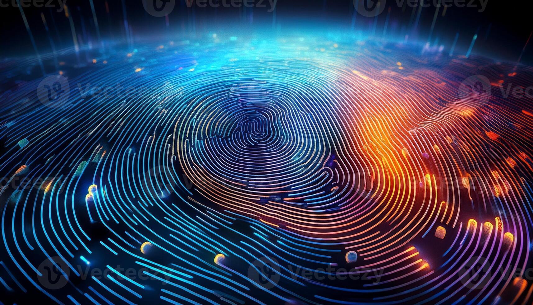 Digital Fingerprint Pattern Illuminated by Vibrant Colors in a Futuristic Design With a Tech-Inspired Aesthetic photo