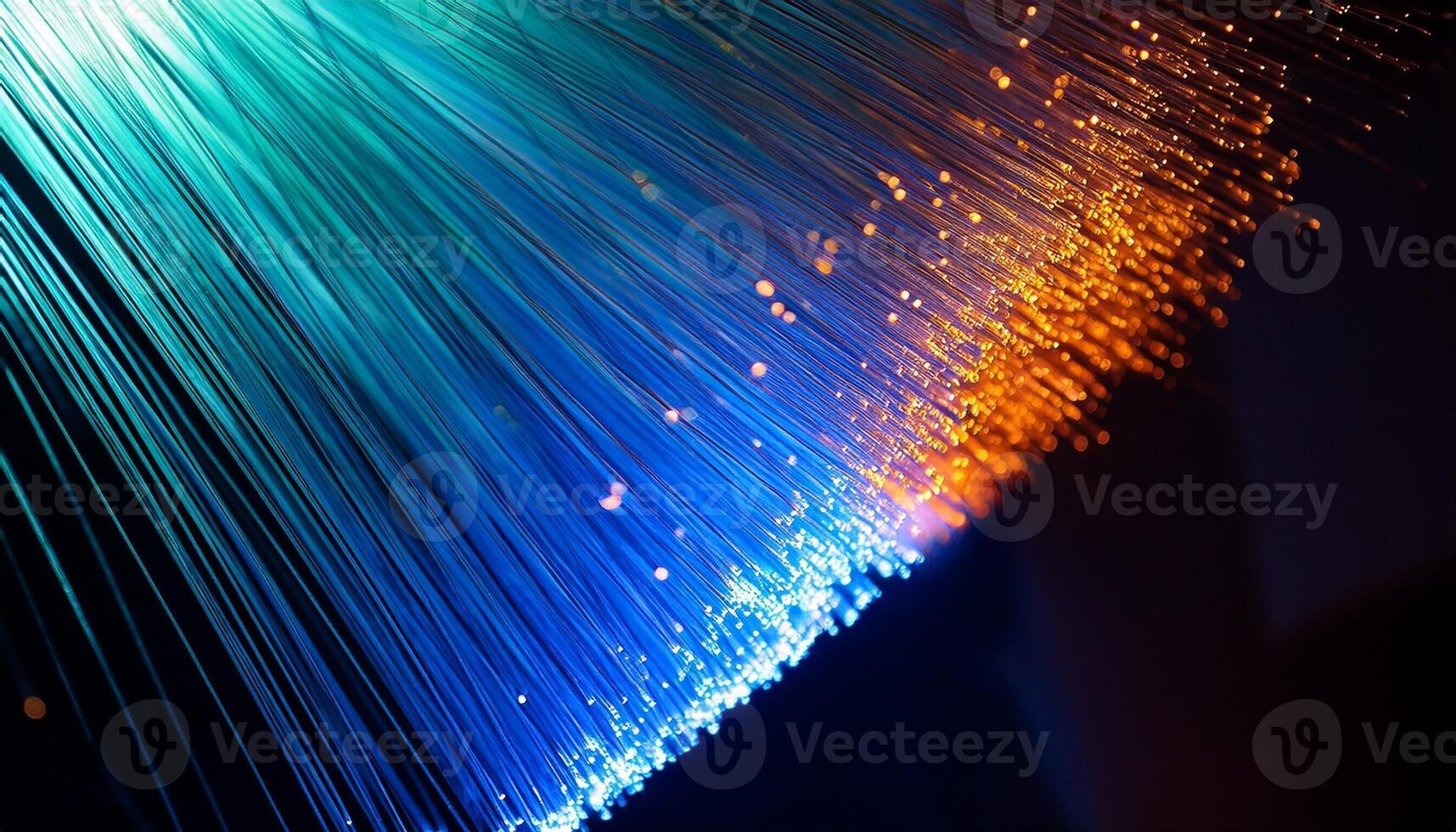 Vibrant Fiber Optic Lights Creating a Stunning Display in a Dark Environment at Night Time photo