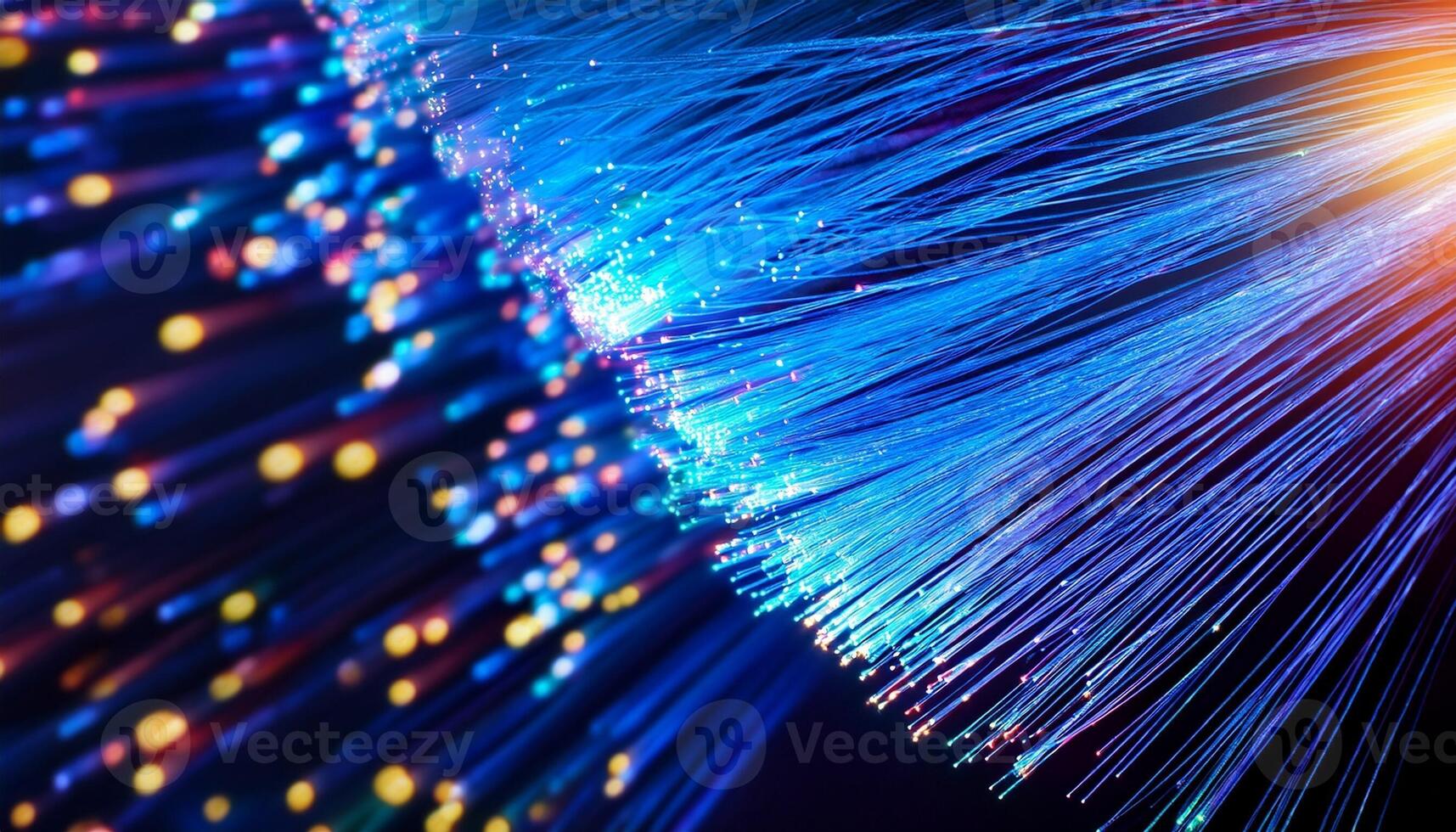 Illuminated Fiber Optic Strands Create a Vibrant Display of Light in a Dark Setting photo