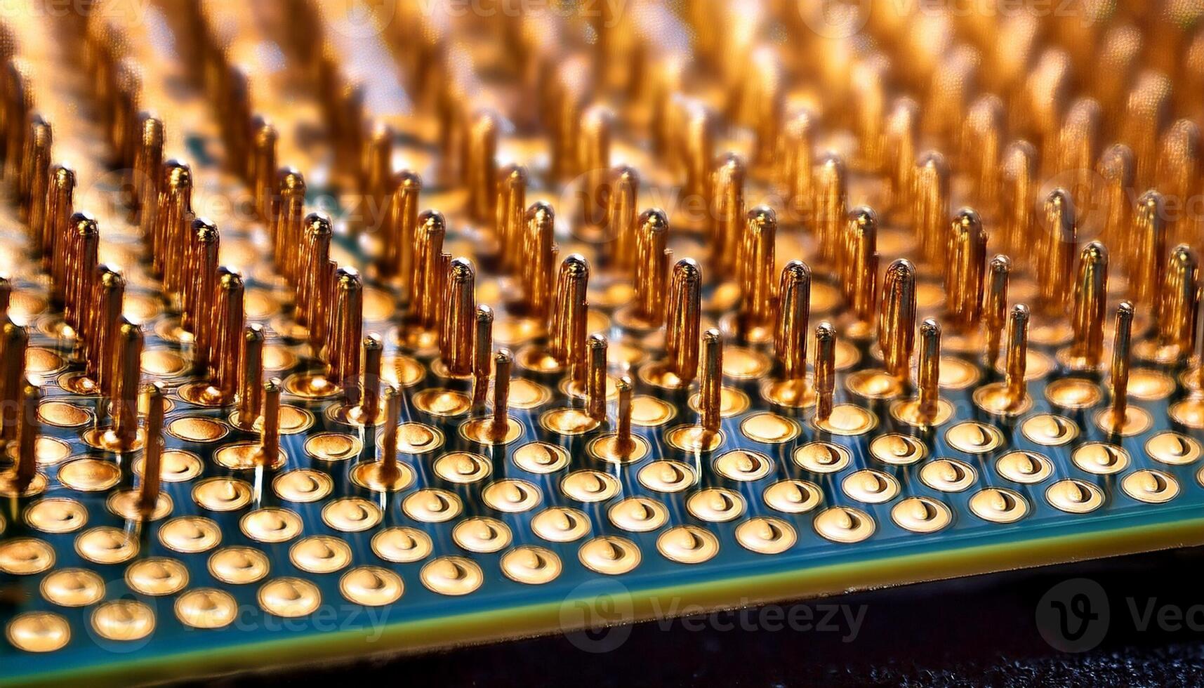 Close-up View of a Computer Microprocessor Showcasing Intricate Pin and Contact Design for Efficient Electronic Connections photo