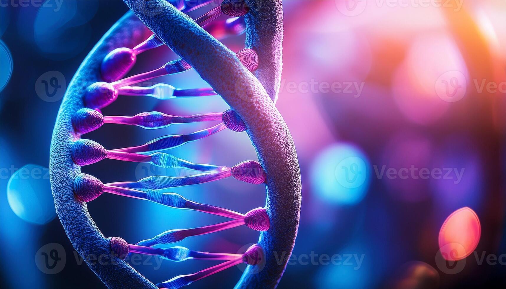 Intricate Structure of DNA Showcasing Double Helix in Vibrant Colors and Soft Lighting photo