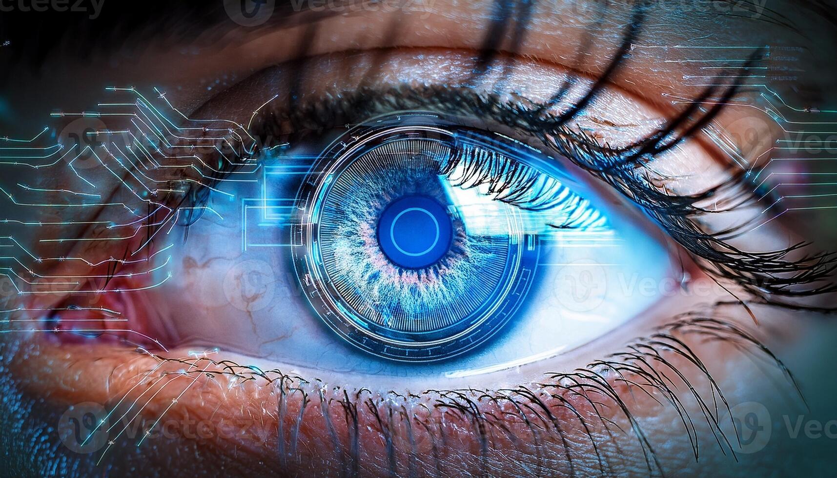 Eye With Advanced Technology Elements Showcasing Futuristic Design and Digital Interface Concepts photo