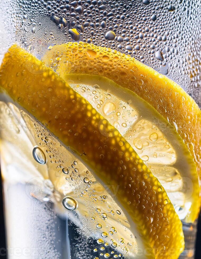 Refreshing Glass of Lemonade With Citrus Slices on a Hot Summer Day photo