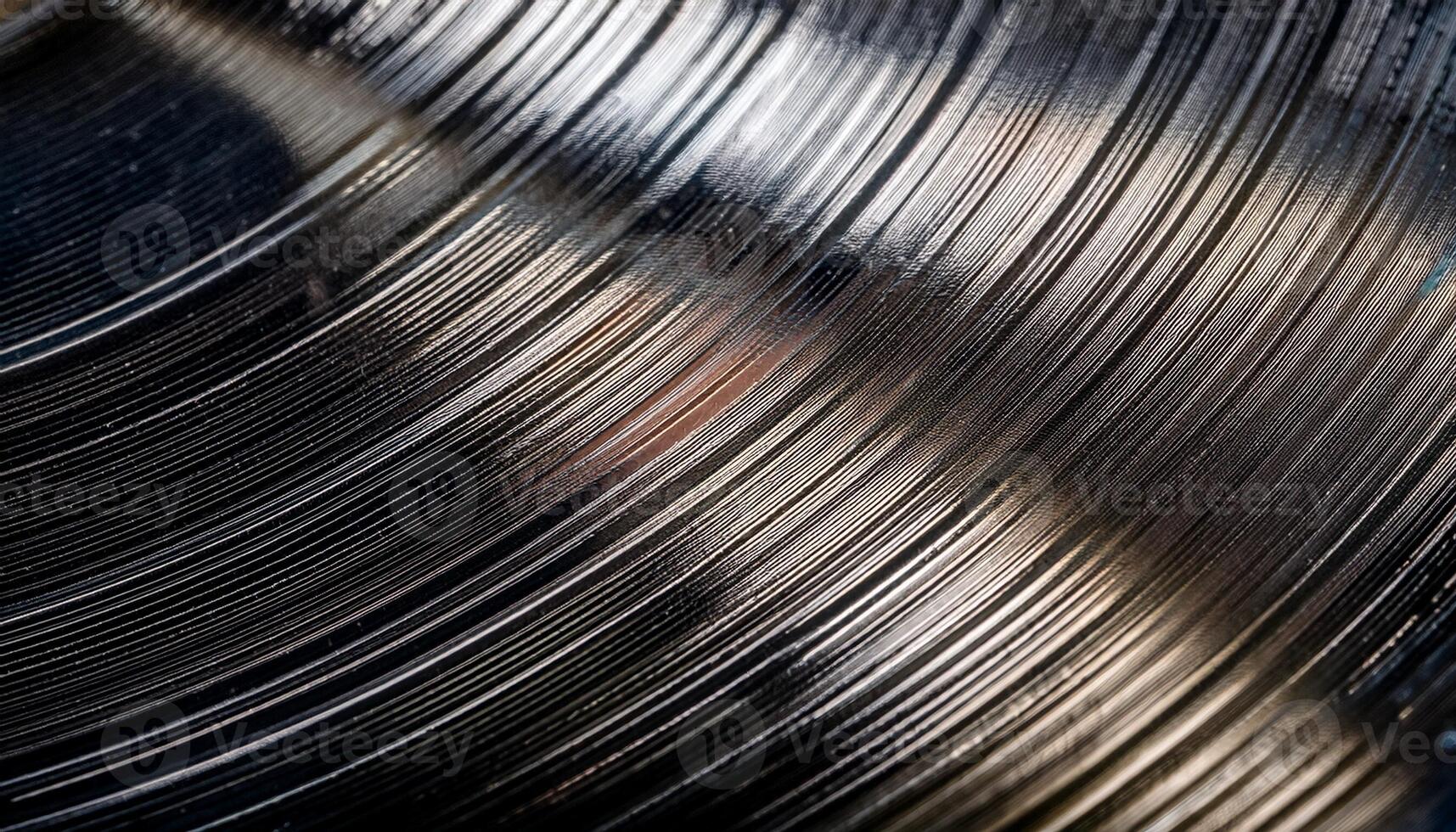Close-up View of a Vinyl Record Reflecting Light in a Warm, Cozy Room During the Afternoon photo