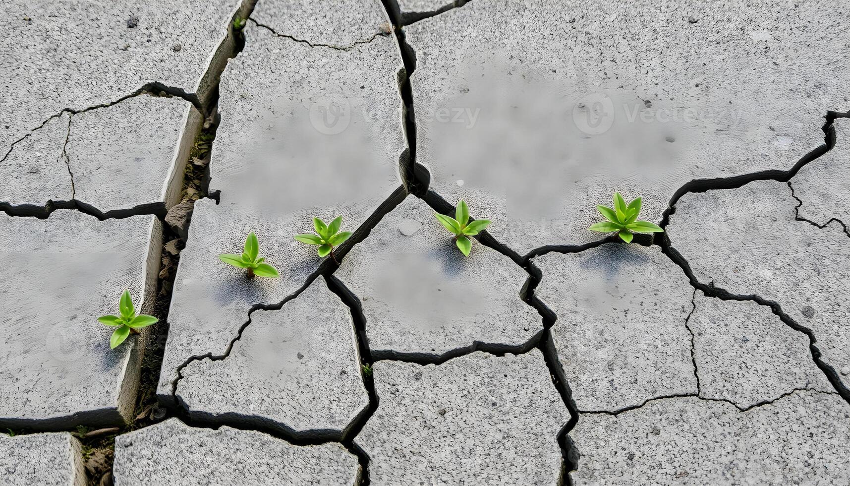 New Plant Growing Through Cracks Showing Resilience and Determination Concept photo