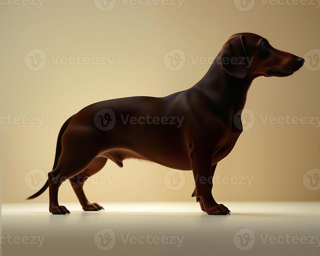 Realistic Illustration of a Standing Dachshund with Subtle Lighting photo
