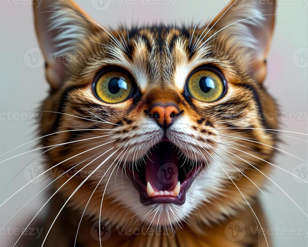 Majestic Close-Up of a Surprised Cat with Expressive Features photo