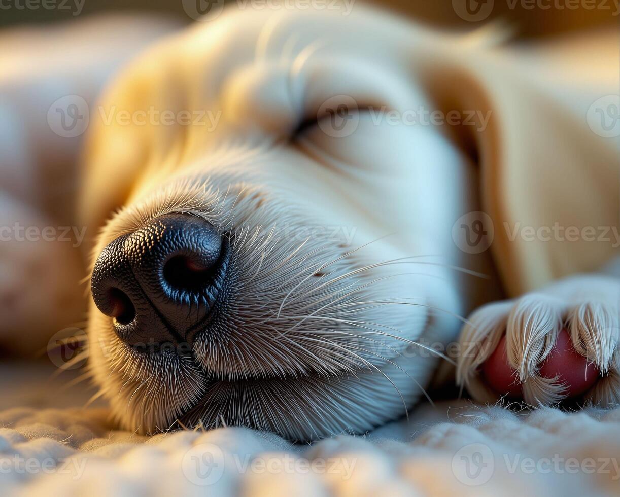 Sleeping Puppy Close-Up with Soft Fur and Cute Expression photo