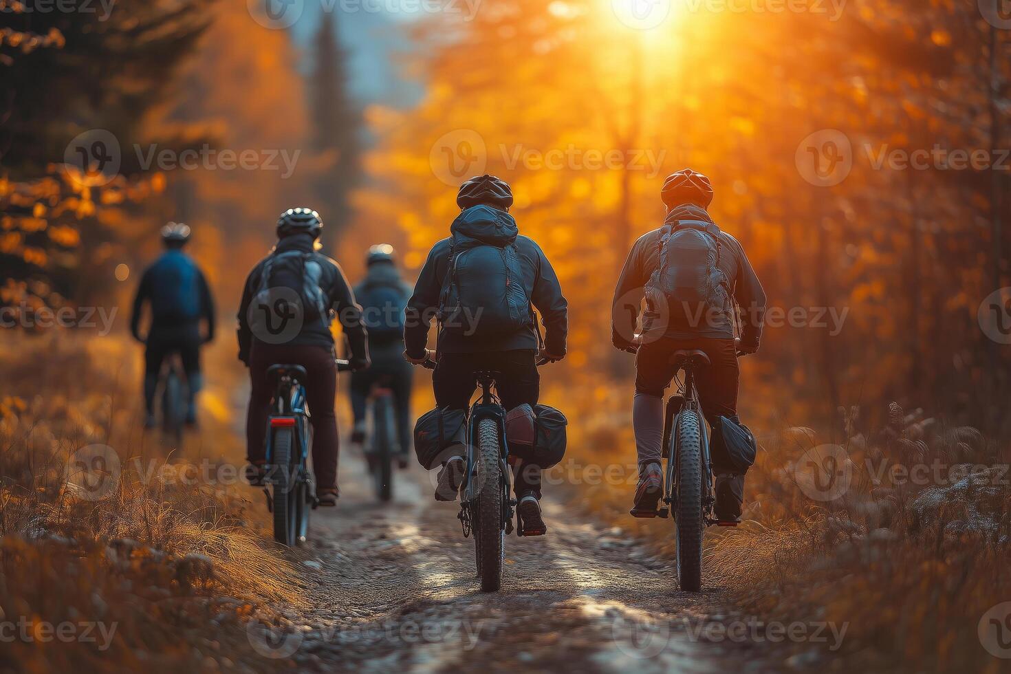 A determined hero on a bike races along a scenic trail, showcasing strength, endurance, and adaptability photo