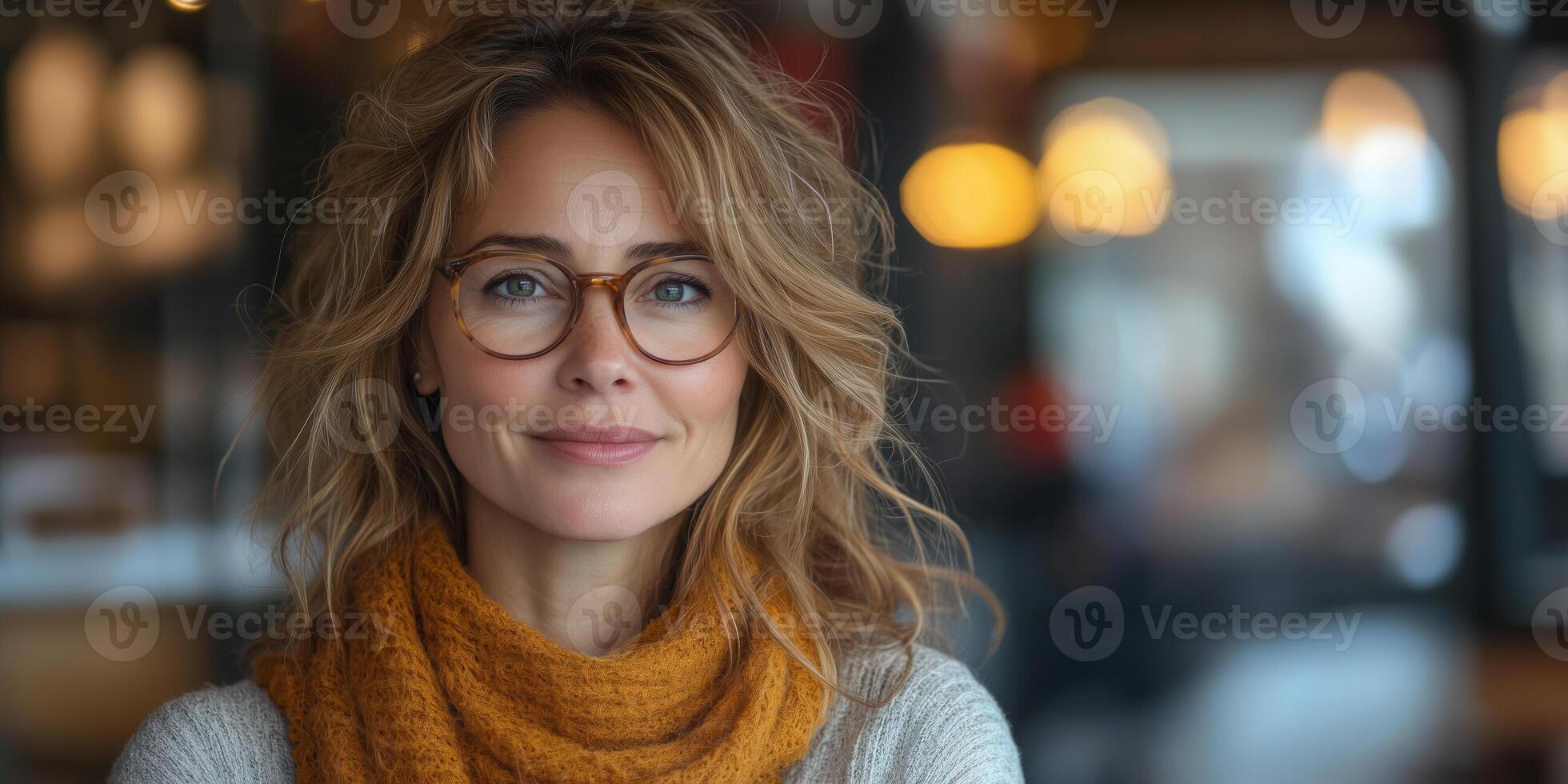 a woman leading a team discussion in a local cafe, reviewing notes and brainstorming ideas photo