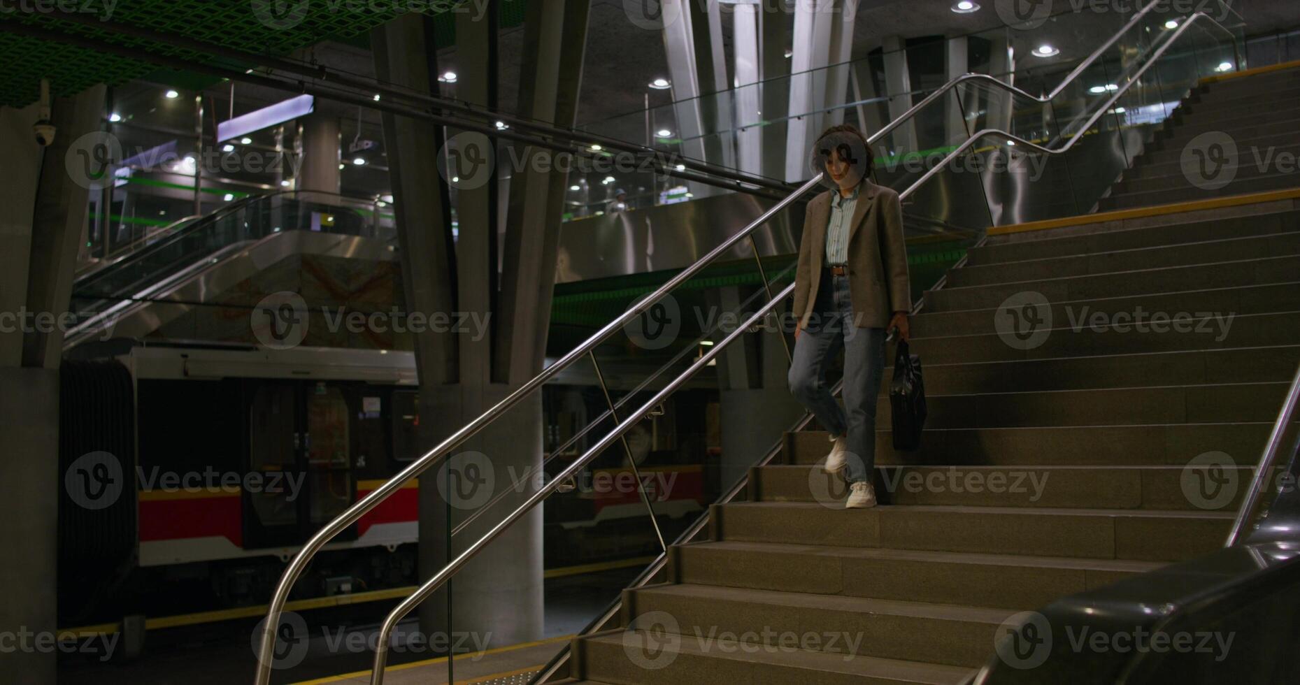 A person walking up the stairs photo