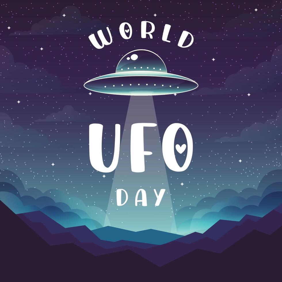 World UFO Day 2 July poster illustration. vector