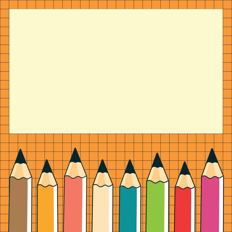 illustration featuring colored pencils and a blank space for text flat illustration. vector