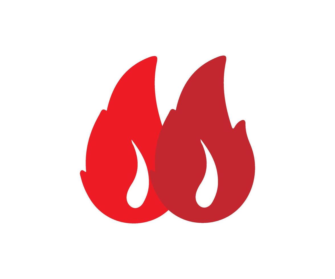 two red flames on a white background vector