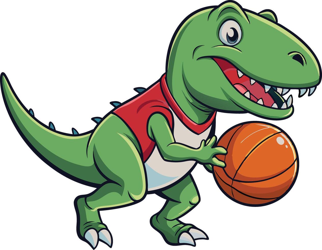 cartoon dinosaur with a basketball vector
