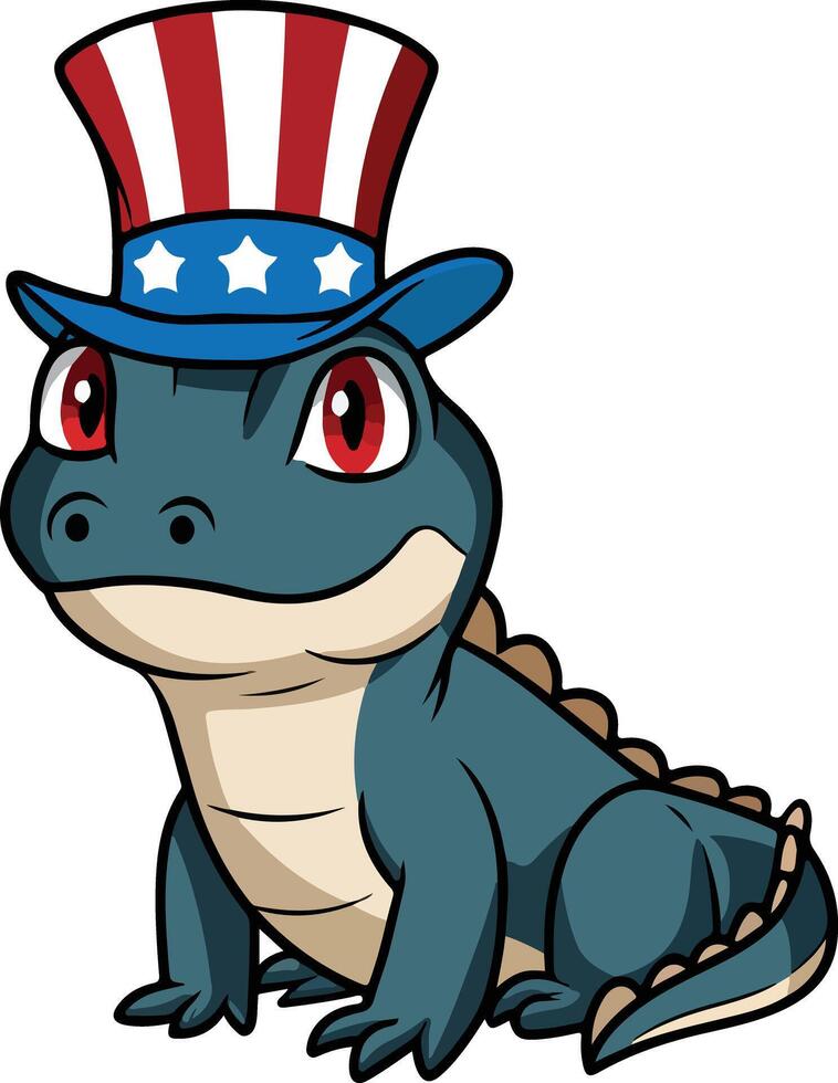 Alligator with American Flag Hat vector