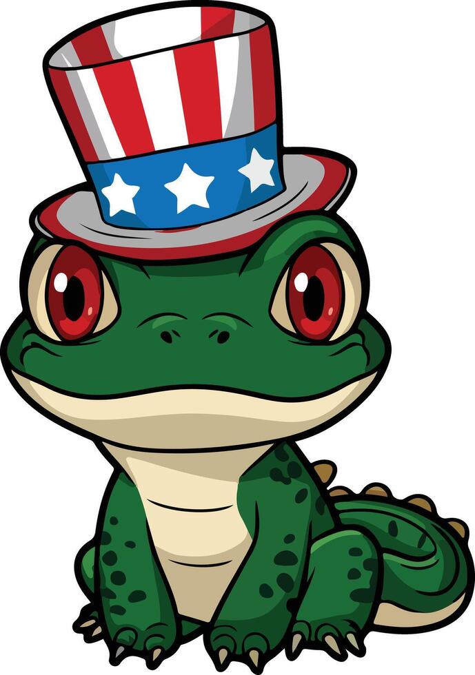 4Th Of July Patriotic Alligator Clipart vector