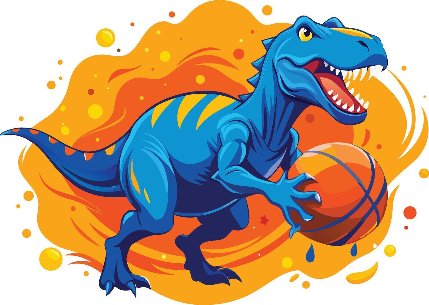 Cartoon dinosaur a basketball player vector