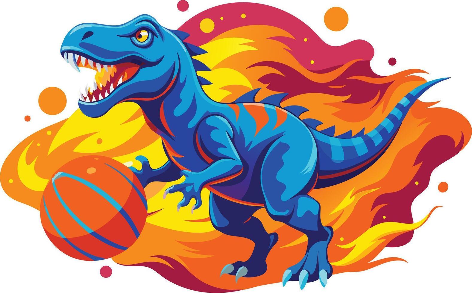 Blue Tyrannosaurus Rex Basketball vector