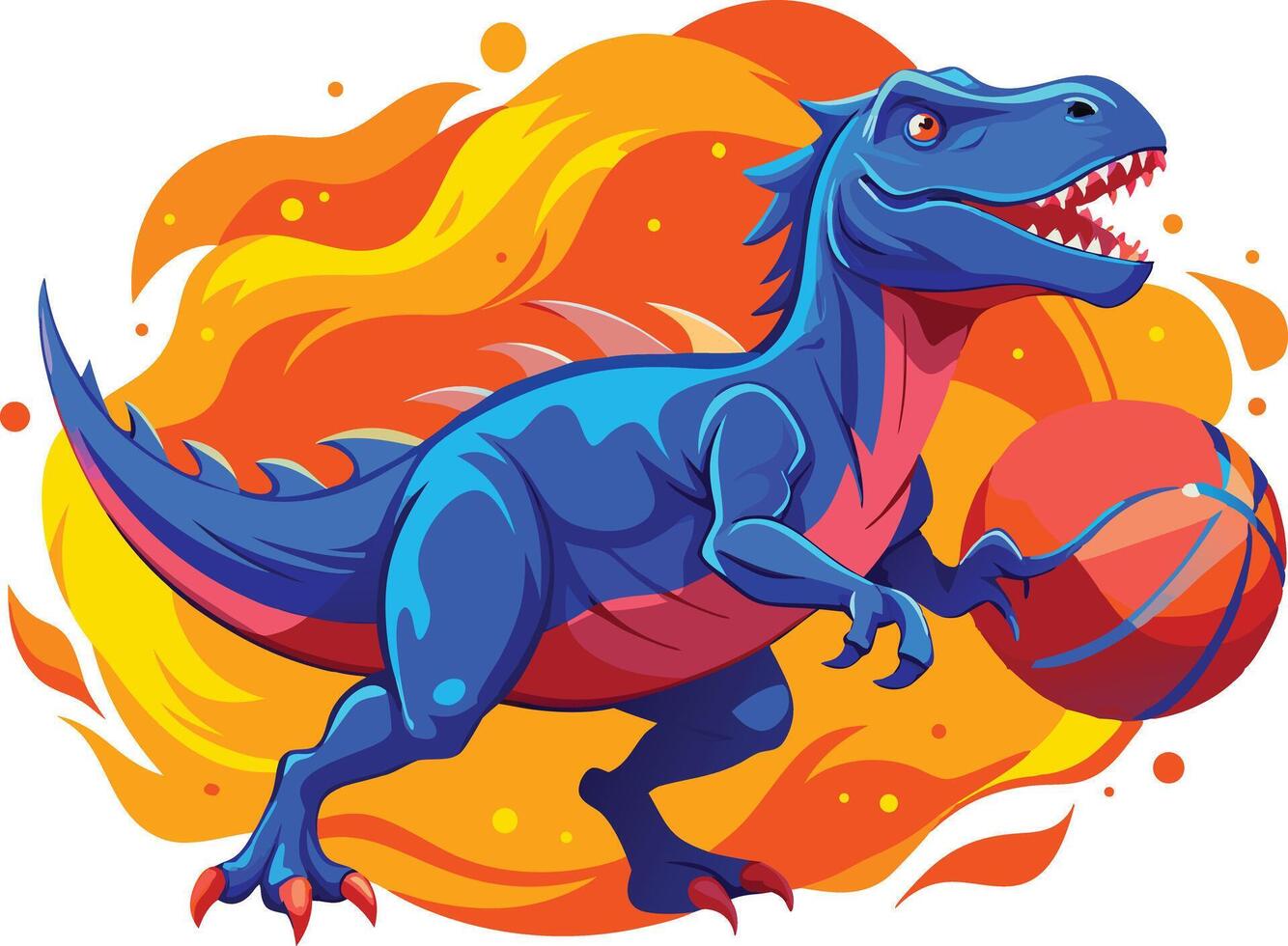 Dinosaur T Rex Raptor Basketball vector