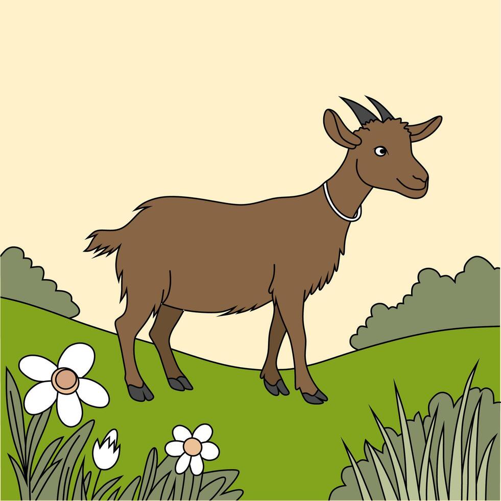 Cute Goat Illustration in Color vector