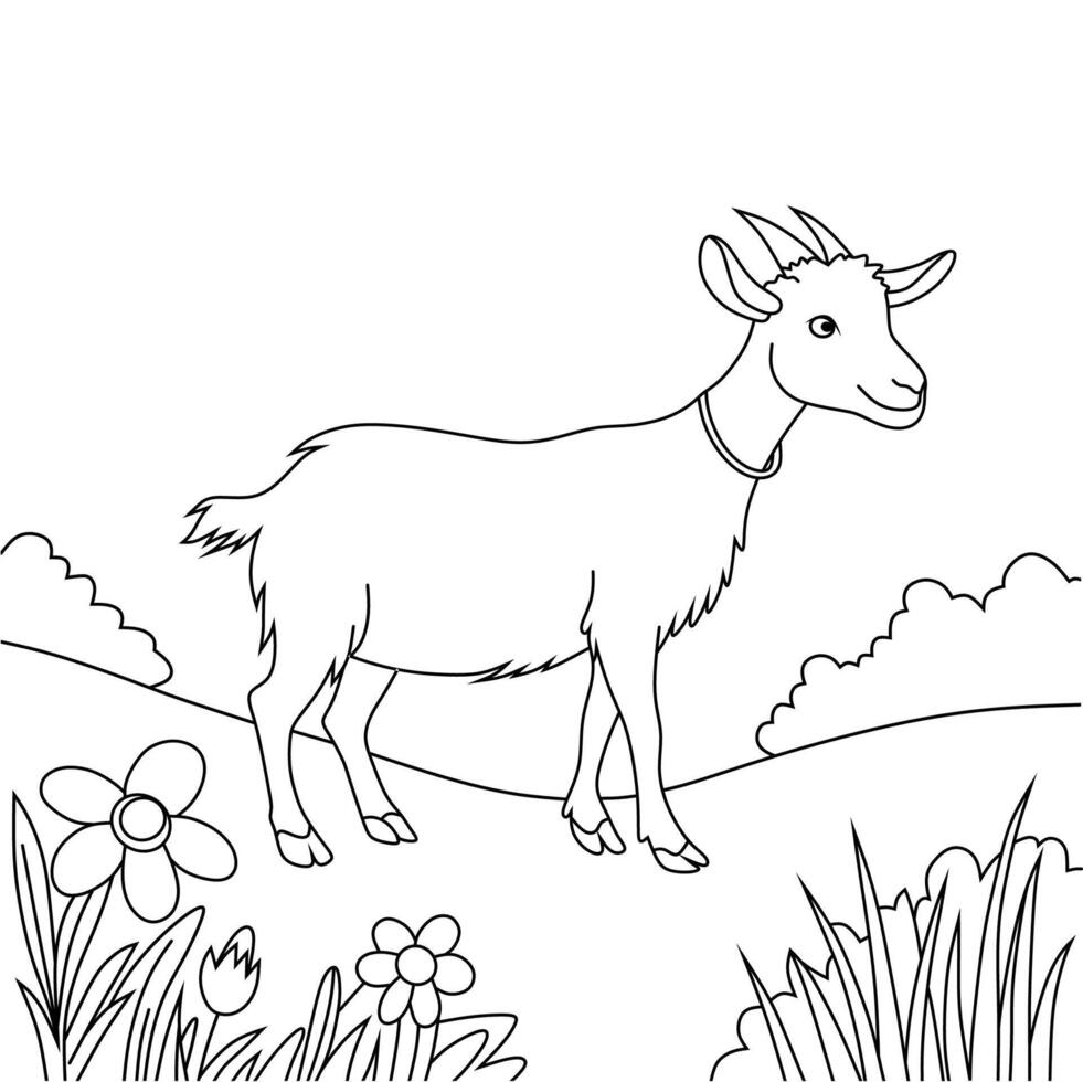 Line Art Goat Illustration vector