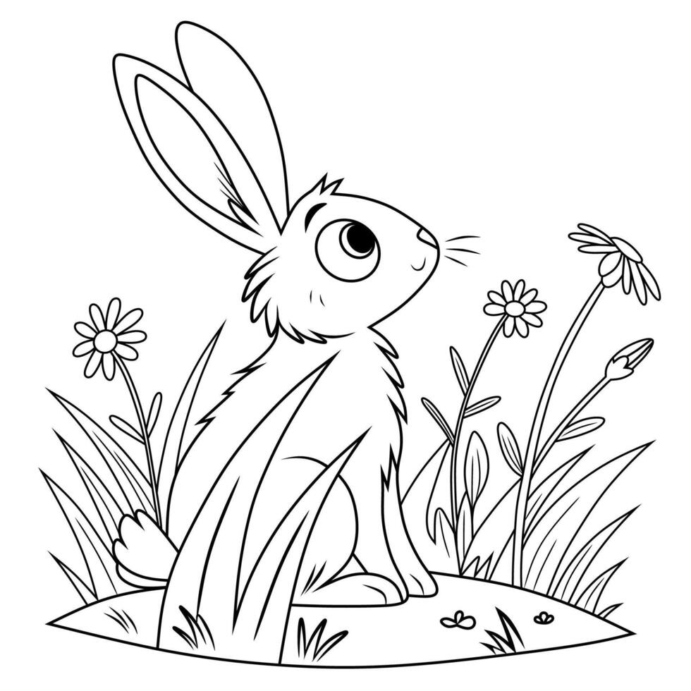 Line Art Rabbit Illustration vector