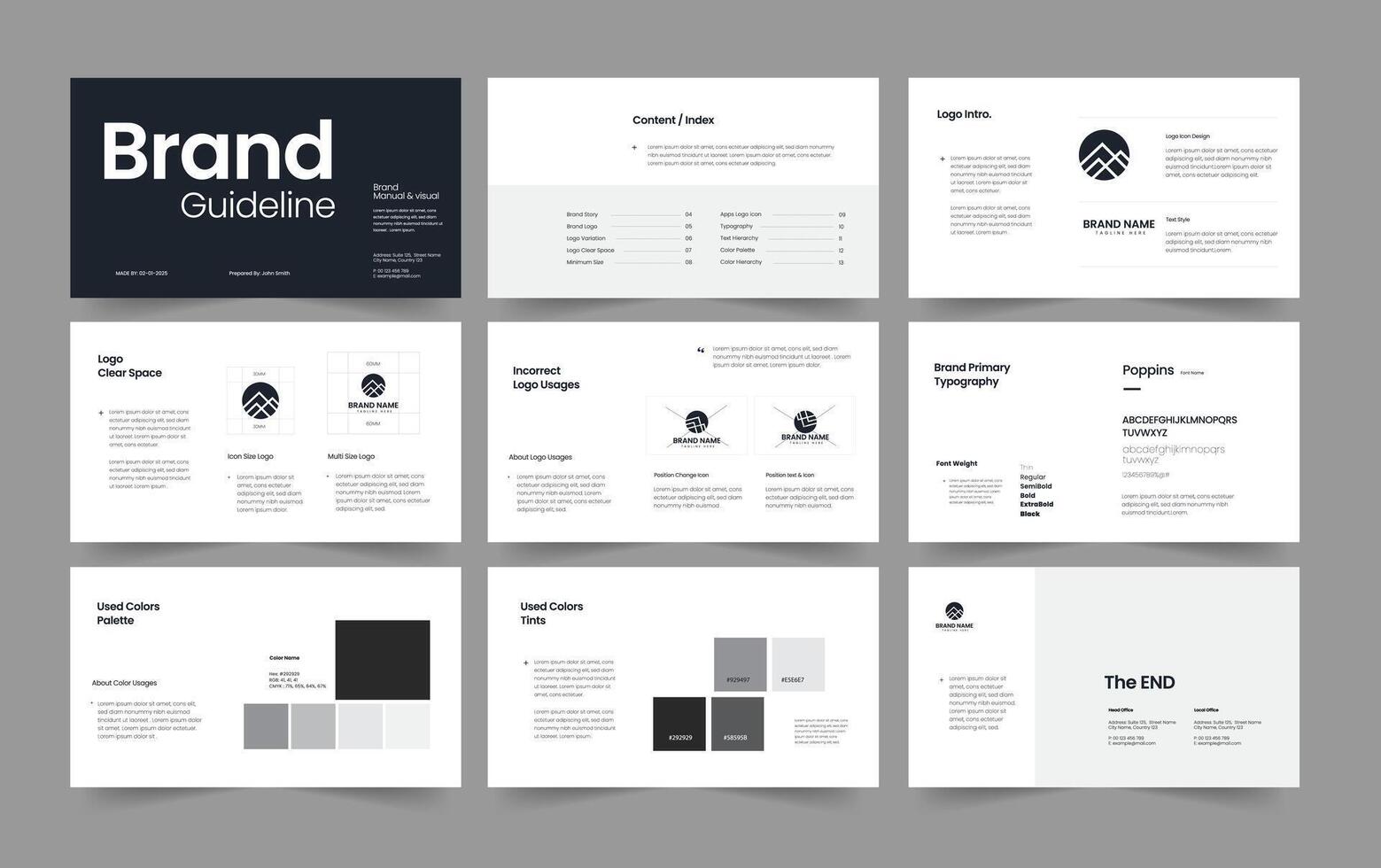 Brand guideline presentation template brand guide design vector