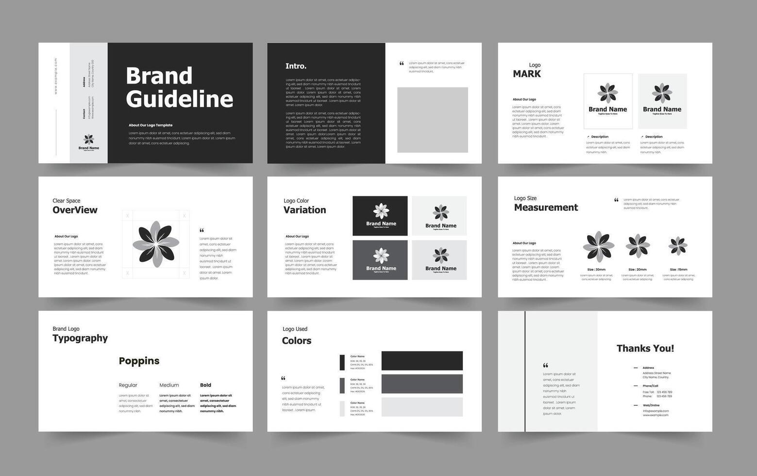 brand guidelines presentation and brand guideline slide design vector