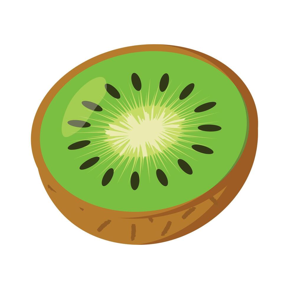 Fresh kiwi fruit half isolated on white background ideal for food packaging menu design vitamin concepts healthy lifestyle and natural nutrition projects vector