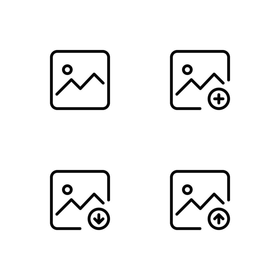 Image icon set. Picture icon. Gallery icon. Add image, up and download image. vector