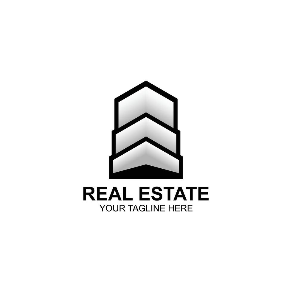real estate logo design for building development with creative illustration vector