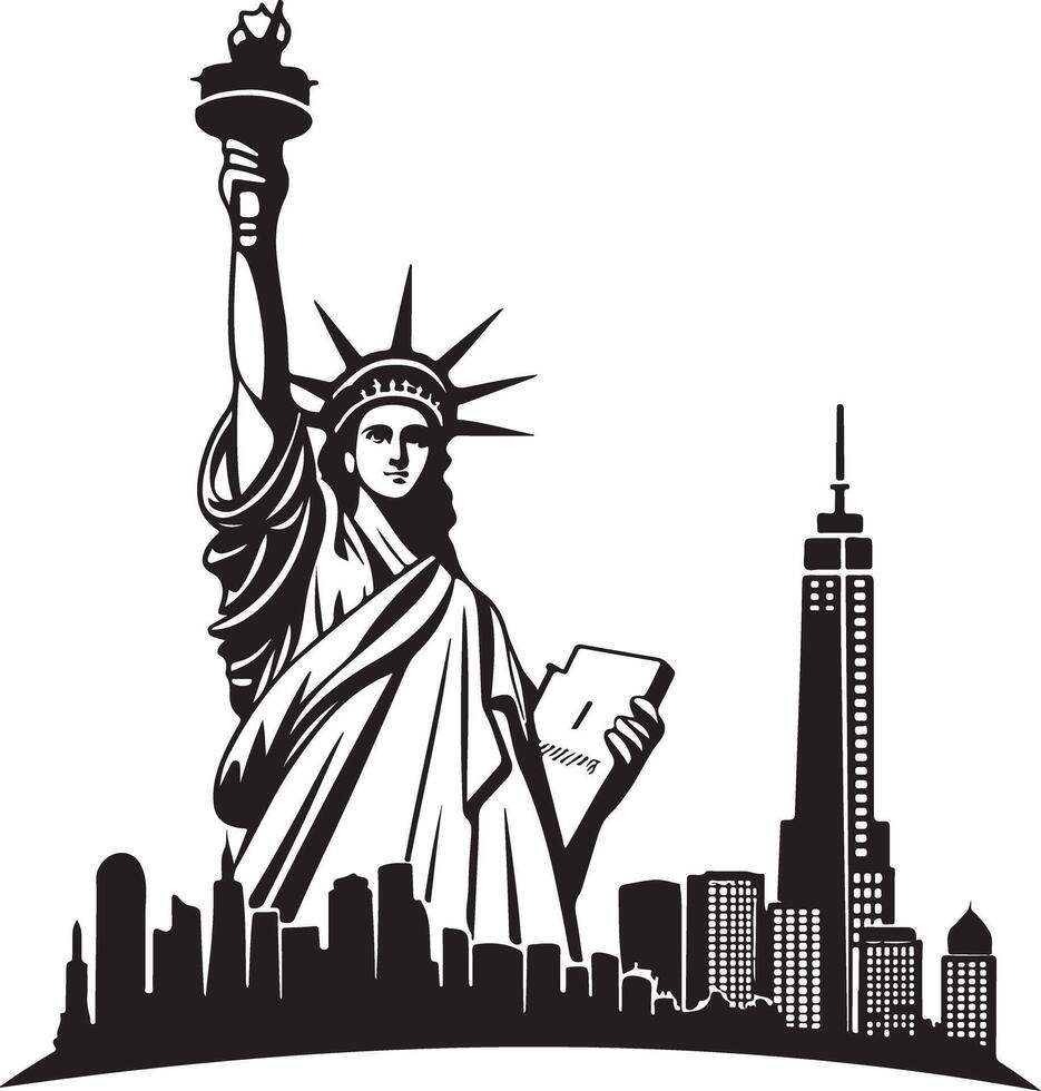 Liberty Statue Silhouette Art for Digital Use vector