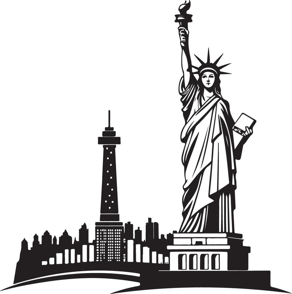 Minimalist Statue of Liberty Silhouette Image vector