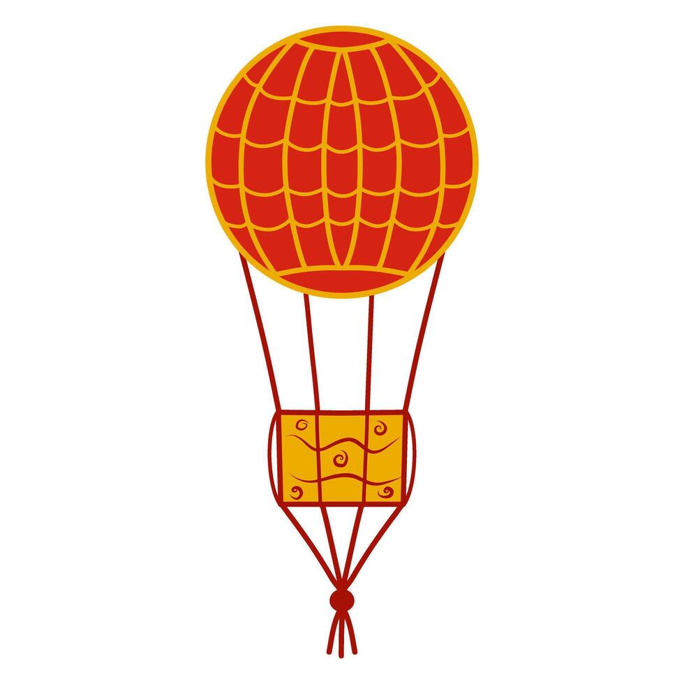 Red and gold Hot air balloon illustration, colorful aerostat design for card, invitation, icon, logo vector