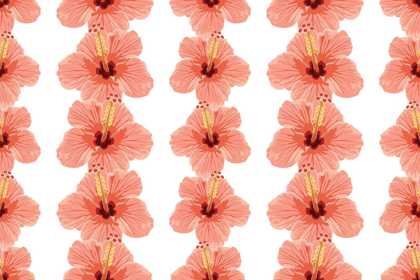 Seamless hibiscus pattern is inspired by the tropical hibiscus flower, which holds cultural significance in many traditions. Often used in fashion, decor, and design, it evokes a summer atmosphere. vector