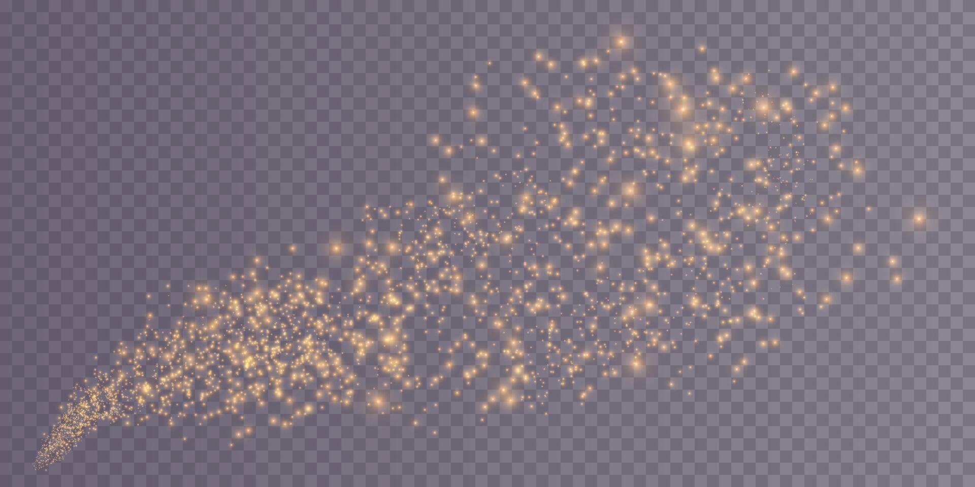 A magical and enchanting golden glitter trail with sparkling particles elegantly displayed vector