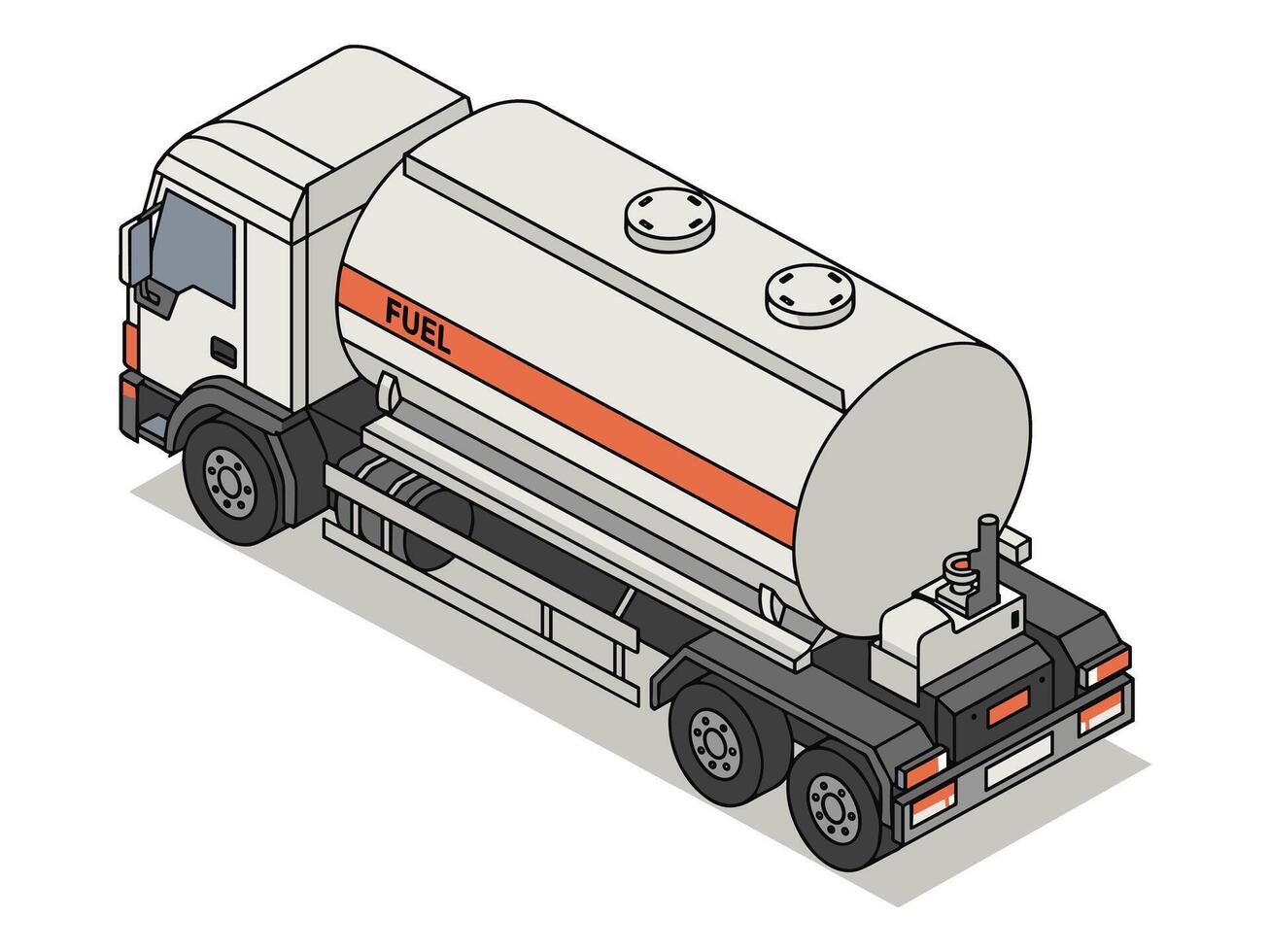 back view isometric fuel tanker truck vector