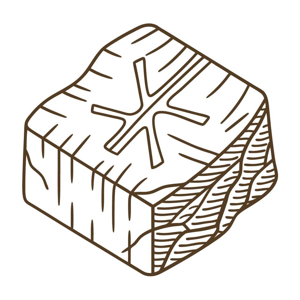 wooden log icon illustration timber block with cross section lines, brown linear design vector