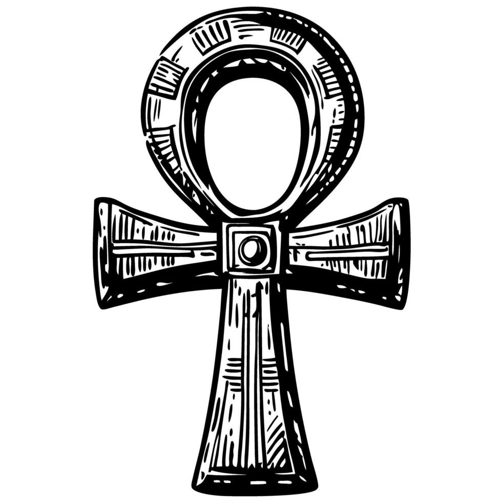 ancient egyptian ankh symbol black and white line art of life and spirituality emblem vector