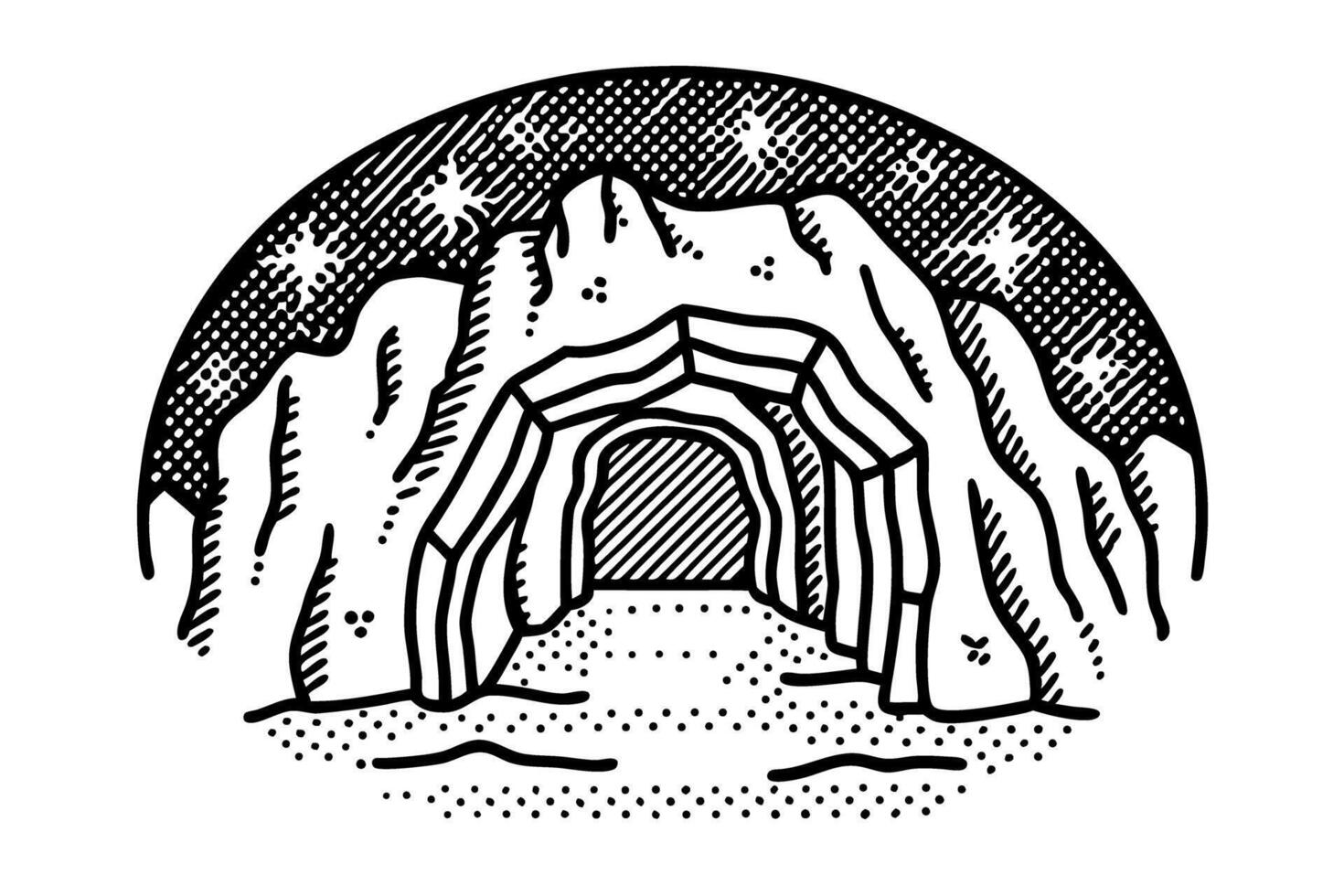 Mystical cave with stars cosmic landscape of awe and wonder in a celestial night sky vector