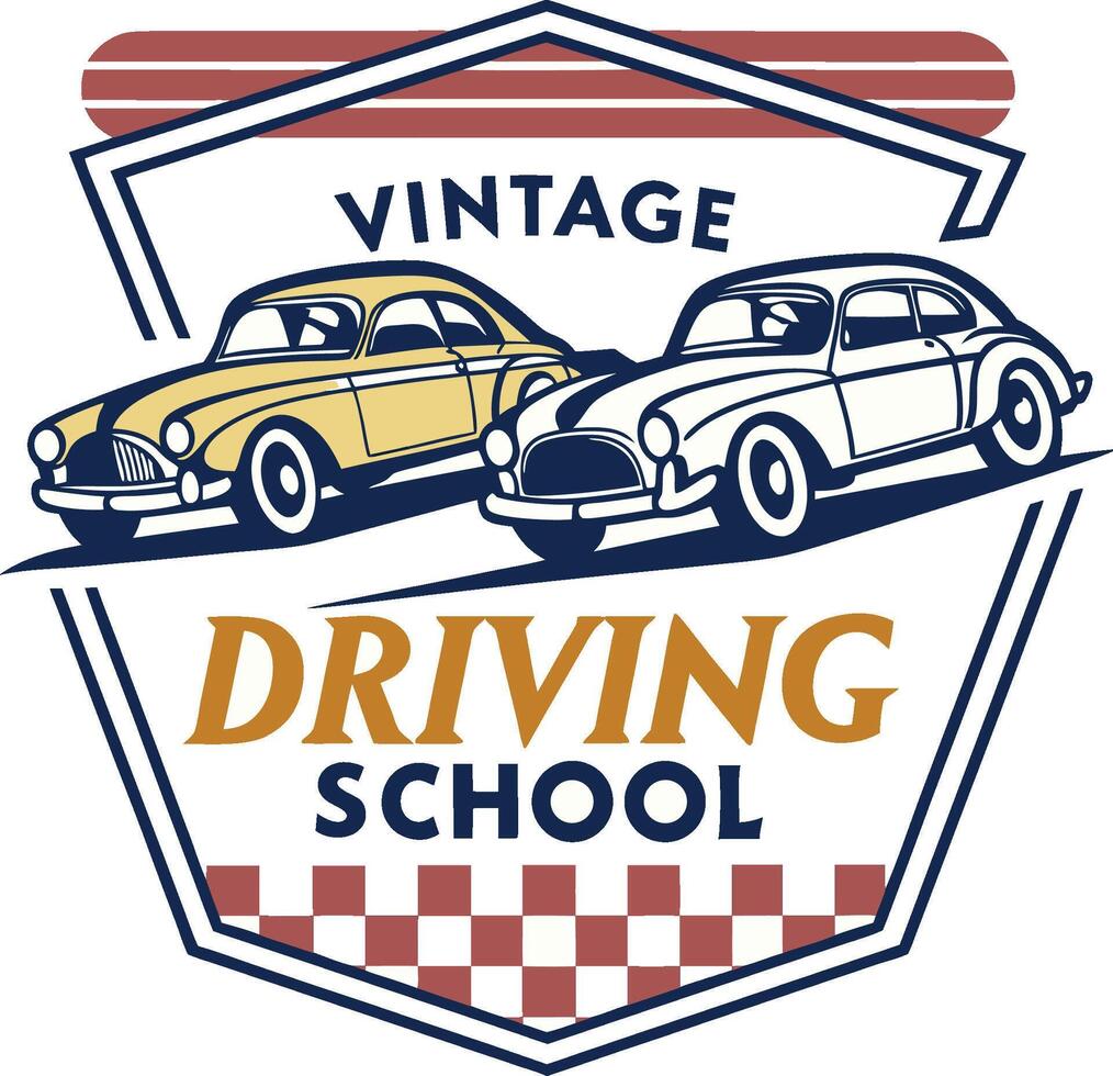 vintage Driving school car vector