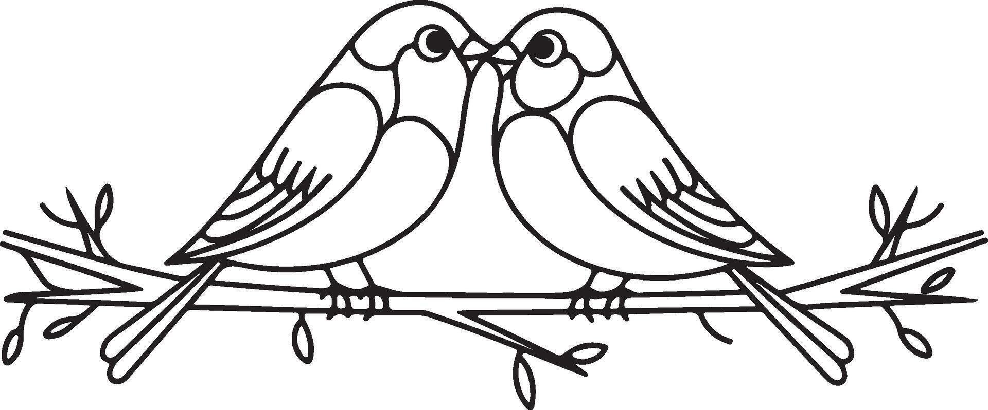 bird couple love each other vectors art