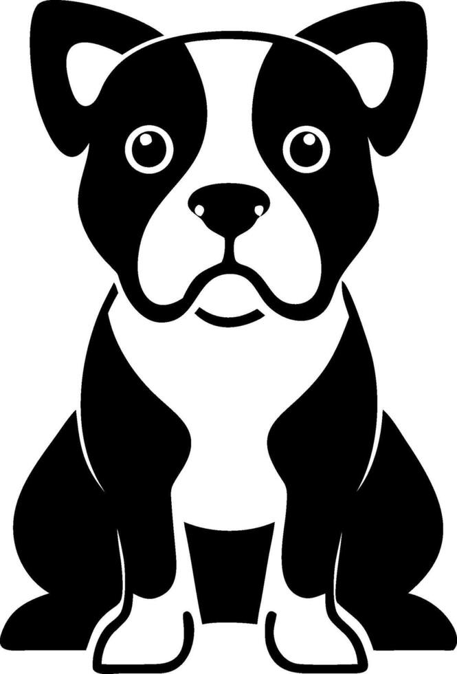 Black and White Illustration of a Boston Bull Boston Terrier vector