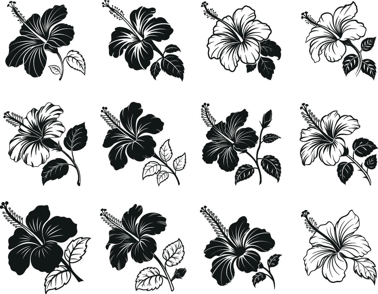 Hibiscus silhouette Vectors Art, Icons, and Graphics