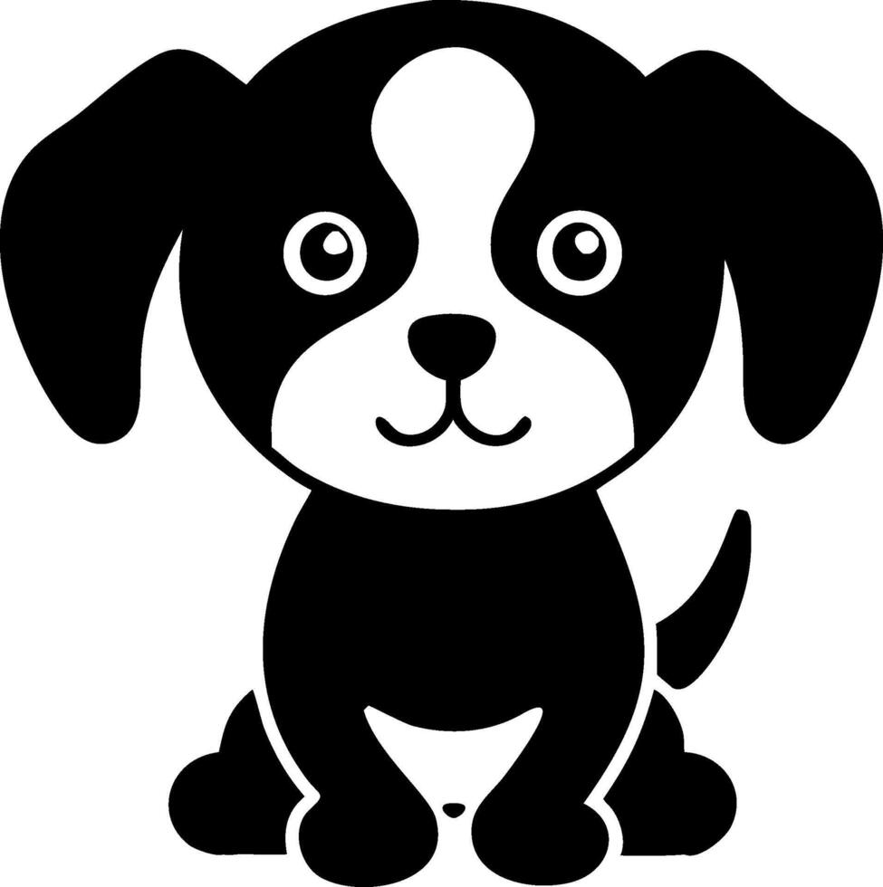 Cute Puppy Sitting Silhouette Vectors Illustration