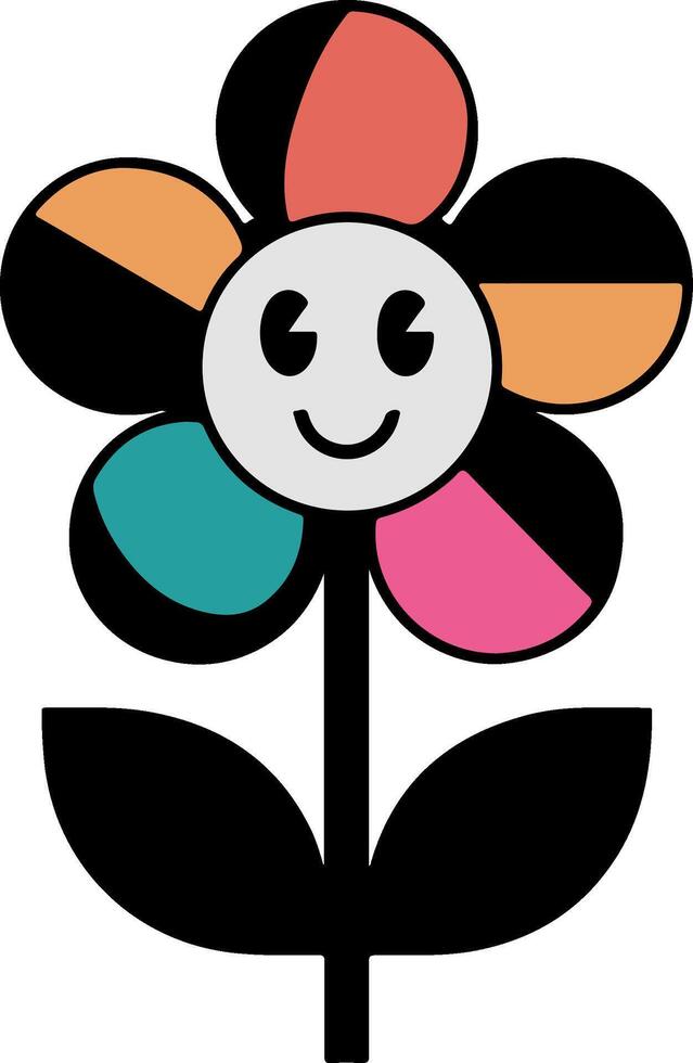 Cartoon flower face emoji smile Vectors