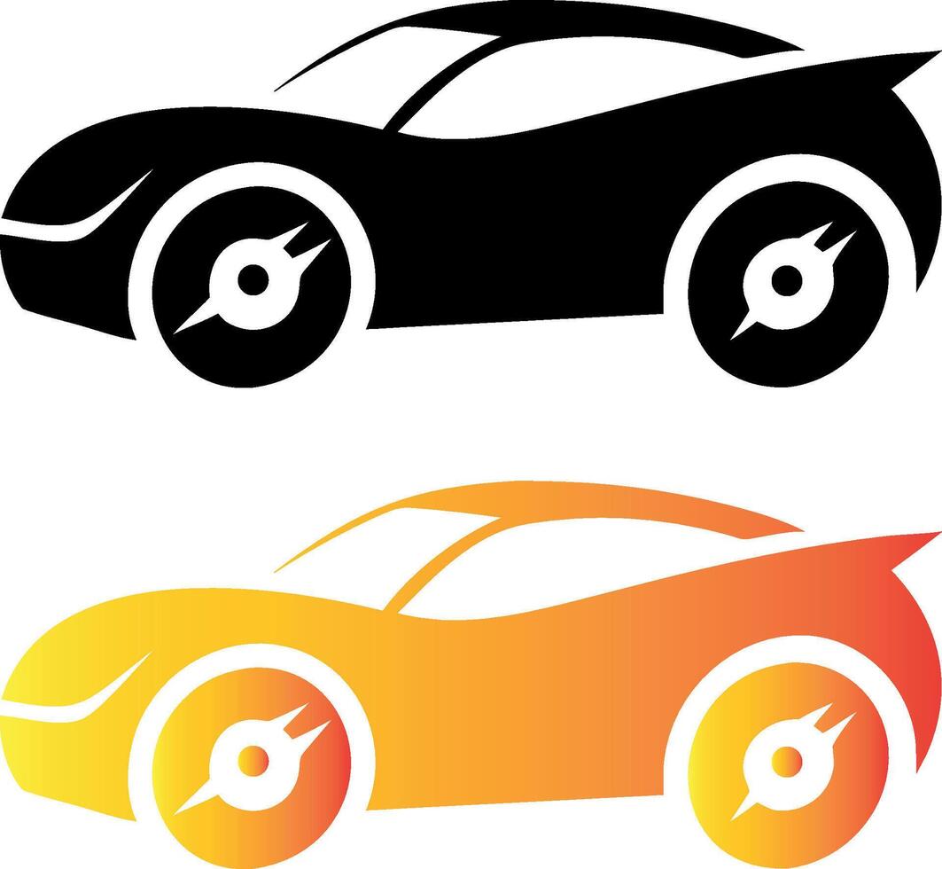 Stylish Sports Car Silhouette Vectors Icon for Racing Logos